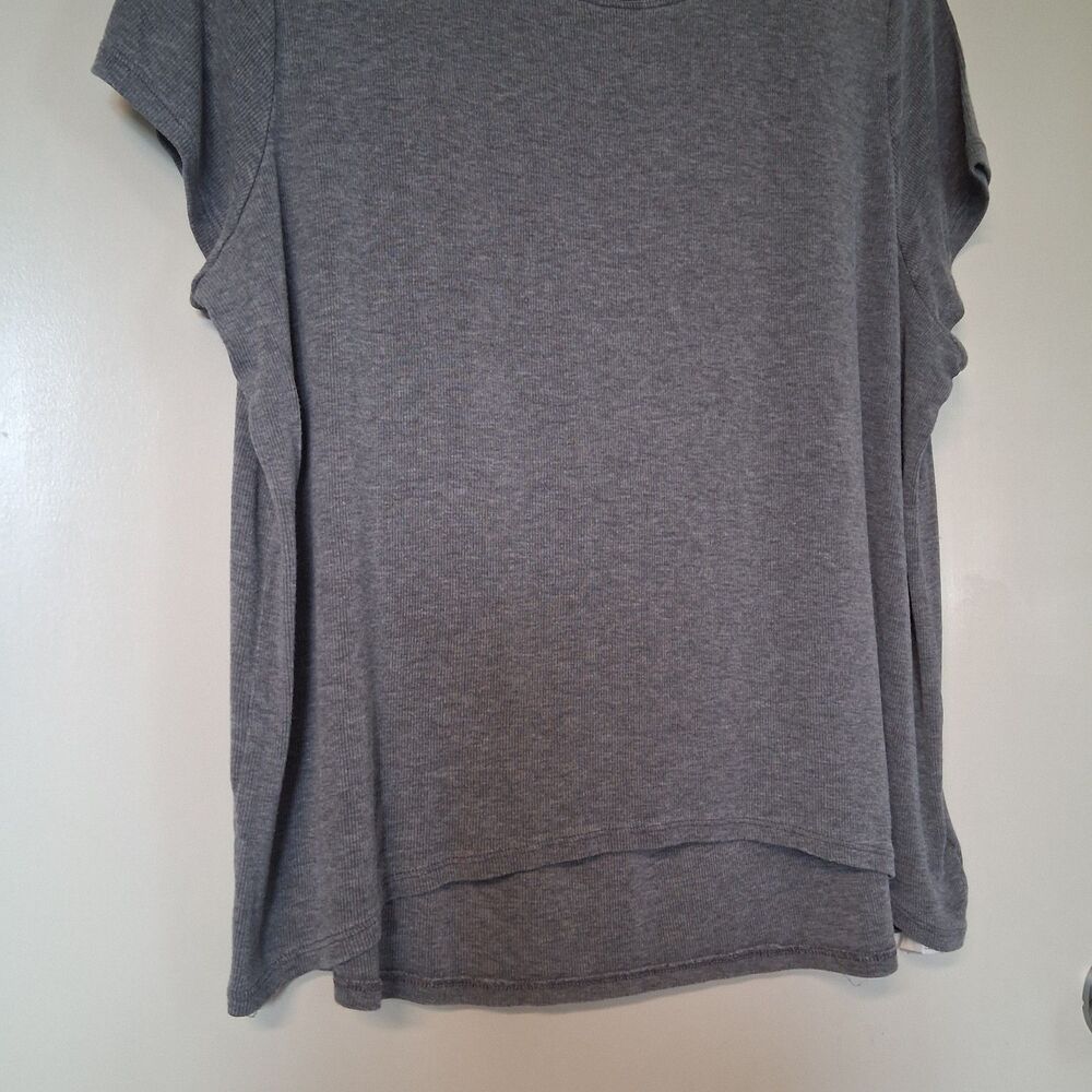 Athleta With Ease Oversized Rib Tee Gray Small High-Low Hem Athleisure Workout - Picture 4 of 11